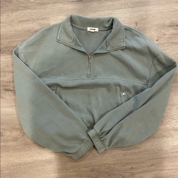 Garage Tops - Garage green quarter zip sweater